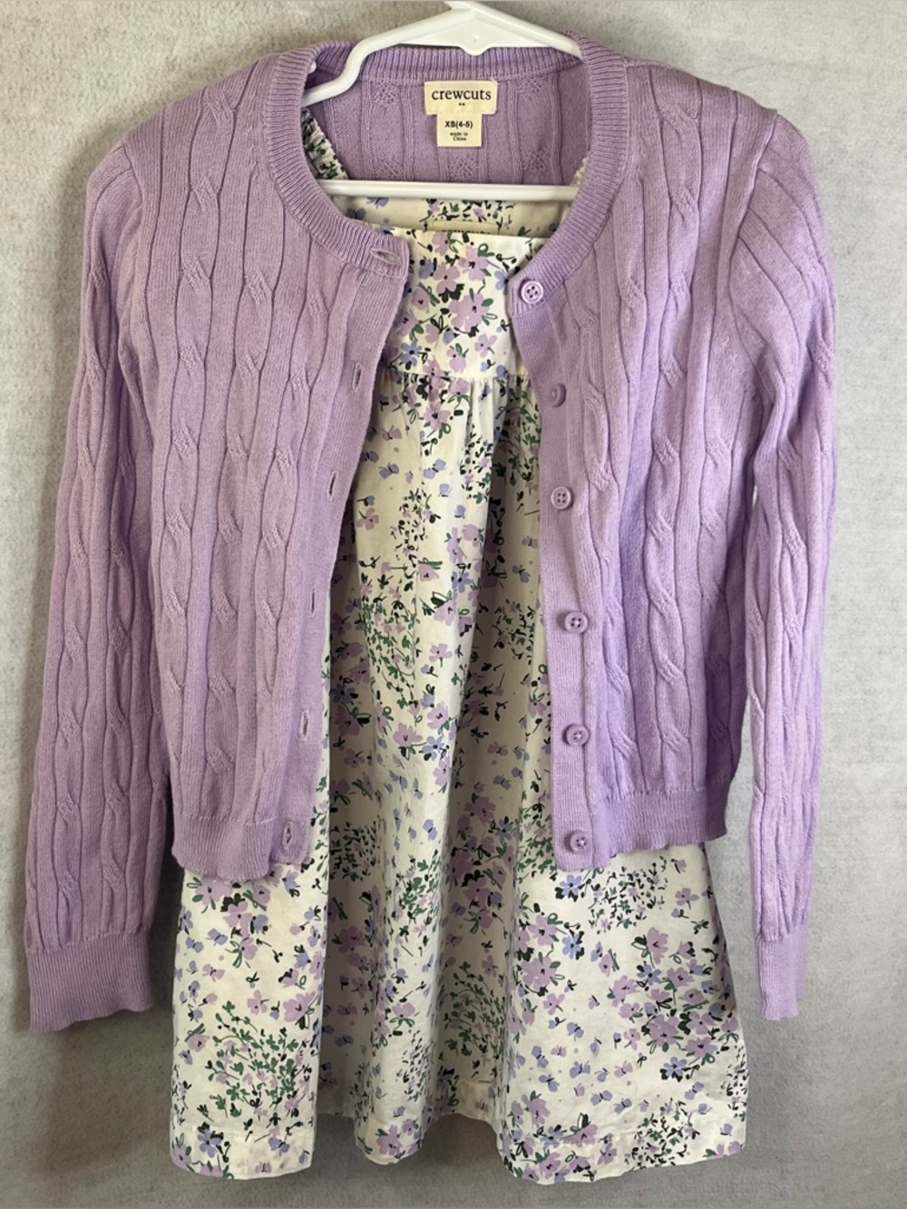 Crewcuts Girls 2 Piece‎ Set Floral Dress And Cable Knit Cardigan Sz 3-4 Years